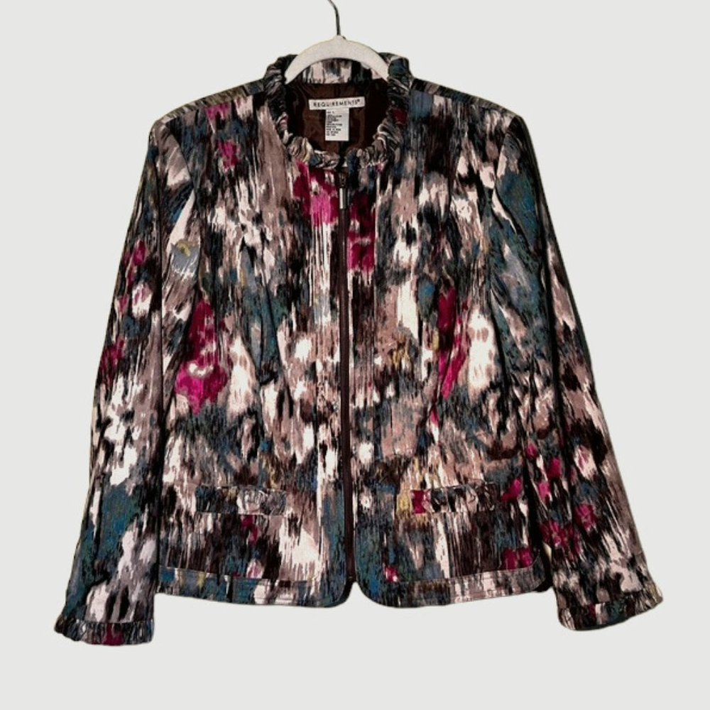 Requirements Zip-Front Watercolor Wash Jacket  L EUC
